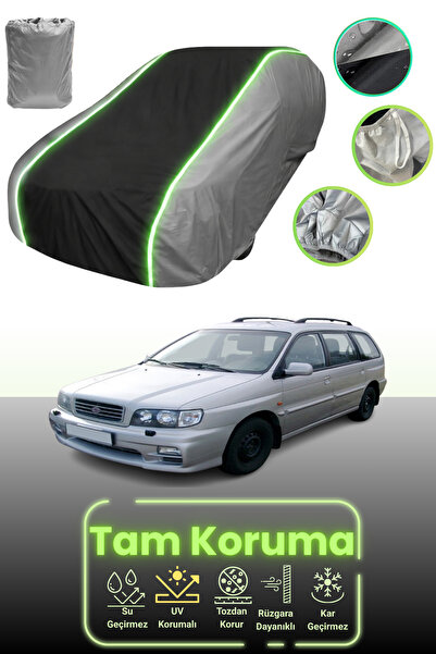 Dokaca Neo غطاء حماية للسيارة باللون الرمادي والأسود والرمادي النيون قماش مجدّل متوافق مع سيارة كيا جويس 1999 - 2003