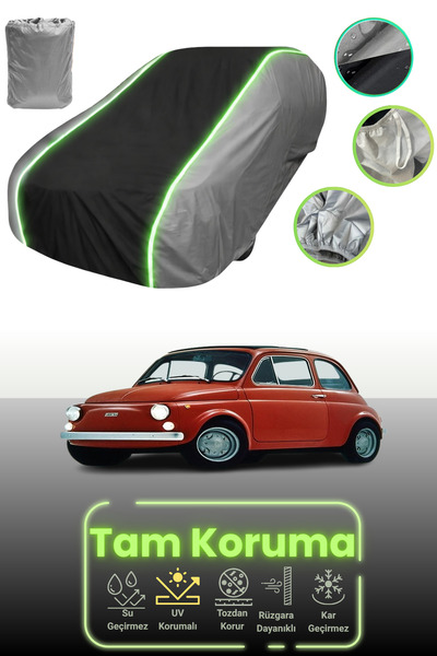 Dokaca Neo غطاء حماية للسيارة باللون الرمادي والأسود والرمادي النيون قماش مجدّل فيات 500 نوفا 1957 - 1960 متوافق مع غطاء حماية السيارة