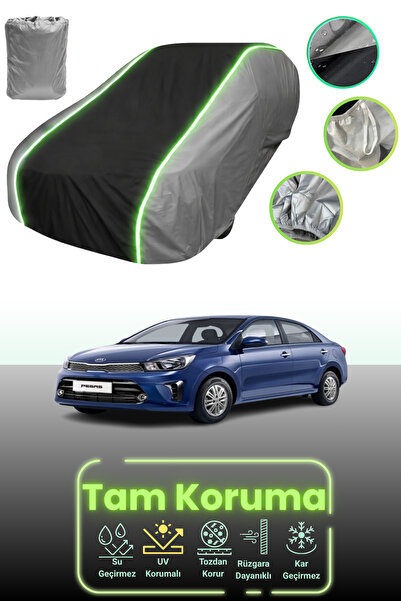 Dokaca Neo غطاء حماية للسيارة باللون الرمادي والأسود والرمادي النيون قماش مجدّل متوافق مع سيارة كيا بيجاس