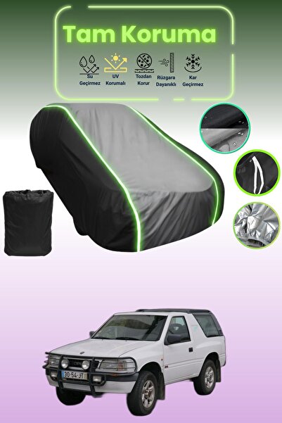 Dokaca Neo غطاء حماية متوافق مع سيارة أوبيل فرونتيرا سبورت 1993 - 1995 باللون الأسود_الرمادي_الأسود النيون قماش مجدّل