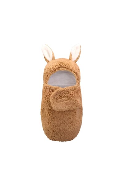 NEO ™ Înfășător pufos pentru bebeluși, 3-6 luni, călduros, în formă de iepuraș, pentru înfășat bebeluși, maro