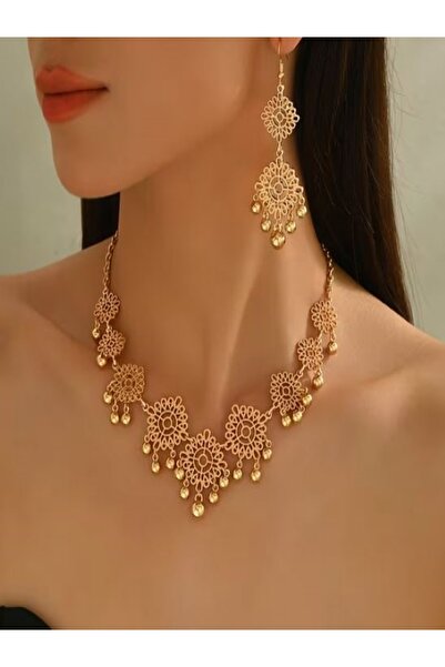 Alyas Aksesuar Ethnic Patterned Carved Floral Three-Piece Set