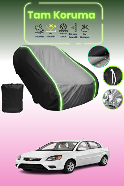 Dokaca Neo غطاء حماية متوافق مع سيارة كيا ريو قماش مجدّل سيدان باللون الأسود_الرمادي_الأسود النيون