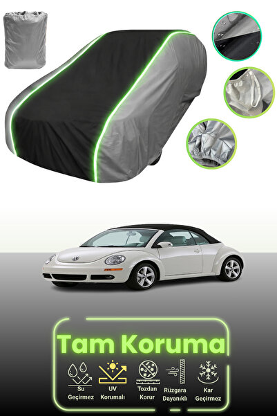 Dokaca Neo غطاء حماية متوافق مع سيارة فولكس فاجن بيتل كابريو قماش مجدّل 2005 - 2010 باللون الرمادي والأسود والرمادي النيون