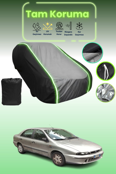 Dokaca Neo غطاء حماية متوافق مع سيارة فيات ماريا قماش مجدّل باللون الأسود_الرمادي_الأسود النيون