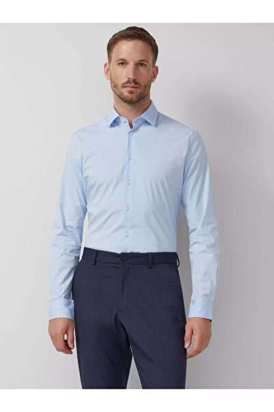 s.Oliver BLACK LABEL , Men's cotton blend shirt, Tailored fit, Light blue