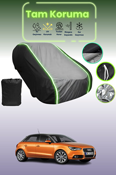 Dokaca Neo غطاء حماية متوافق مع سيارة أودي A1 سبورتباك (5 أبواب) 2012 - 2015 باللون الأسود_الرمادي_الأسود النيون قماش مجدّل