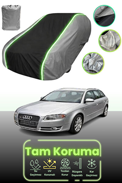Dokaca Neo غطاء حماية للسيارة باللون الرمادي والأسود والرمادي النيون قماش مجدّل متوافق مع سيارة أودي A4 أفانت 2004 - 2007