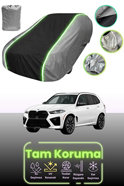 Dokaca Neo غطاء حماية للسيارة باللون الرمادي والأسود والرمادي النيون قماش مجدّل متوافق مع سيارة بي إم دبليو X5 M