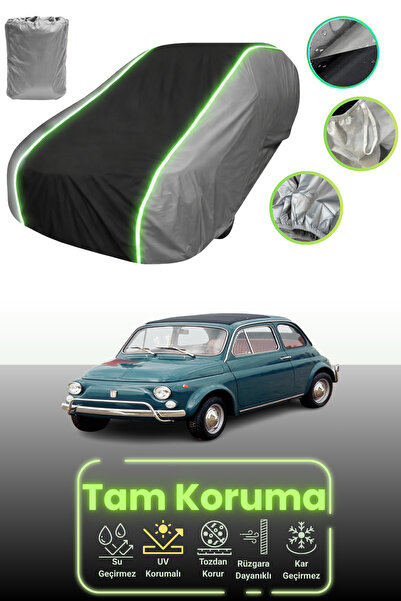 Dokaca Neo غطاء حماية للسيارة باللون الرمادي والأسود والرمادي النيون قماش مجدّل فيات 500 L/lusso 1968 - 1972