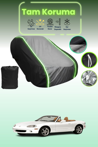 Dokaca Neo غطاء حماية متوافق مع سيارة مازدا Mx-5 / مياتا 1998 - 2005 باللون الأسود_الرمادي_الأسود النيون قماش مجدّل