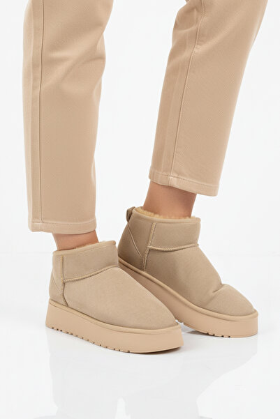 AYAKMOD Γυναικείες μπότες με επένδυση από μπεζ γούνα, ανθεκτικές στο κρύο U-400 Z