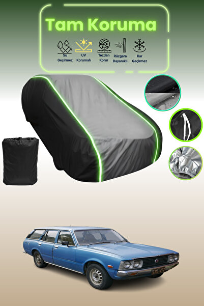 Dokaca Neo غطاء حماية متوافق مع سيارة تويوتا كورونا ستيشن واجن قماش مجدّل باللون الأسود_الرمادي_الأسود النيون