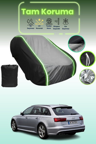 Dokaca Neo غطاء حماية متوافق مع سيارة أودي A6 أفانت 2014 - 2018 باللون الأسود_الرمادي_الأسود النيون قماش مجدّل