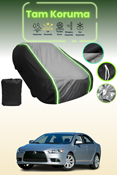 Dokaca Neo غطاء حماية متوافق مع سيارة ميتسوبيشي لانسر 2007 - 2015 باللون الأسود_الرمادي_الأسود النيون قماش مجدّل