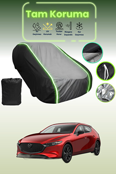 Dokaca Neo غطاء حماية متوافق مع سيارة مازدا قماش مجدّل 4 هاتشباك باللون الأسو...