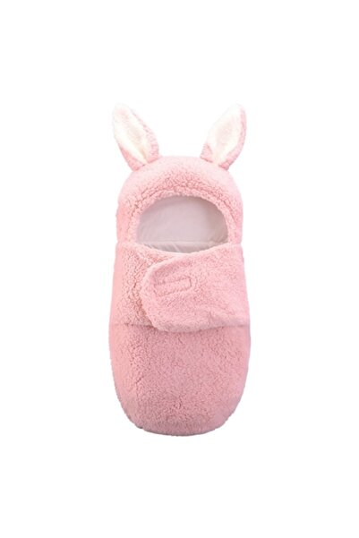 NEO Costum pufos pentru bebeluși, 6-9 luni, călduros, în formă de iepuraș, pentru înfășat bebeluși, roz