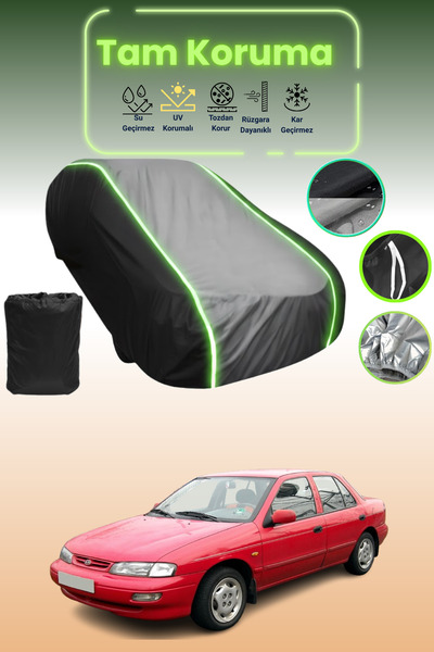 Dokaca Neo غطاء حماية متوافق مع سيارة كيا سيفيا قماش مجدّل باللون الأسود_الرمادي_الأسود النيون