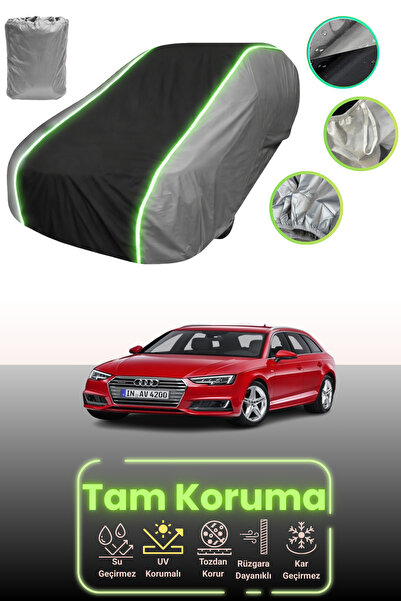 Dokaca Neo غطاء حماية للسيارة باللون الرمادي والأسود والرمادي النيون قماش مجدّل متوافق مع سيارة أودي A4 أفانت 2016 - 2018