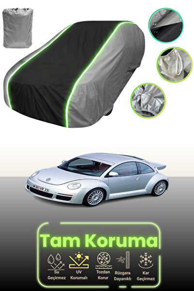 Dokaca Neo غطاء حماية للسيارة باللون الرمادي والأسود والرمادي النيون قماش مجدّل متوافق مع فولكس فاجن بيتل RSI 2001 - 2002