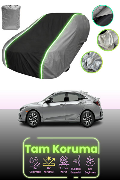 Dokaca Neo غطاء حماية للسيارة متوافق مع هوندا سيفيك هاتشباك قماش مجدّل 2019 - 2021 باللون الرمادي والأسود والرمادي النيون