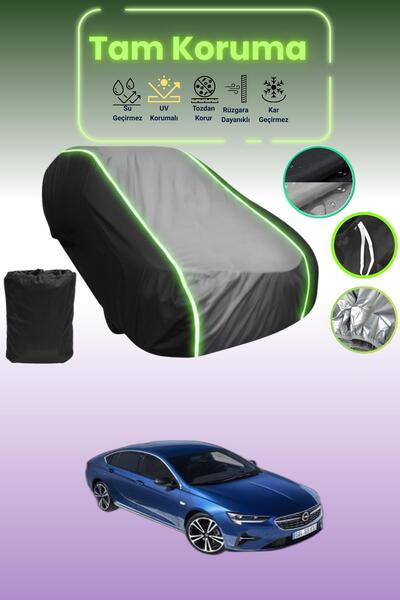 Dokaca Neo غطاء حماية متوافق مع سيارة أوبل إنسيجنيا جراند سبورت قماش مجدّل باللون الأسود_الرمادي_الأسود النيون