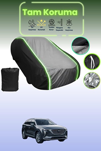 Dokaca Neo غطاء حماية متوافق مع سيارة مازدا سي إكس-9 قماش مجدّل باللون الأسود_الرمادي_الأسود النيون