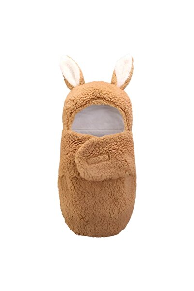 NEO ™ Eșarfă pufoasă pentru bebeluși, 9-12 luni, călduroasă, în formă de iepuraș, pentru înfășat bebeluși, maro