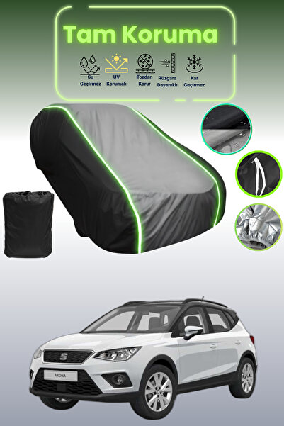 Dokaca Neo غطاء حماية متوافق مع سيارة أرونا ذو قماش مجدّل مقاعد باللون الأسود_الرمادي_الأسود النيون