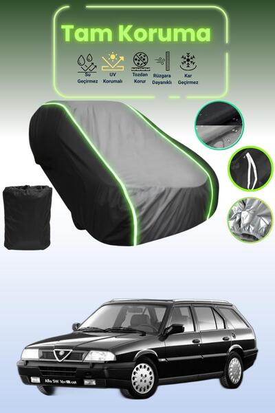 Dokaca Neo غطاء حماية متوافق مع سيارة ألفا روميو قماش مجدّل سبورت واجن باللون الأسود_الرمادي_الأسود النيون