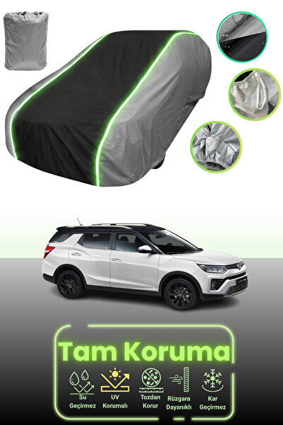 Dokaca Neo غطاء حماية للسيارة باللون الرمادي والأسود والرمادي النيون قماش مجد...