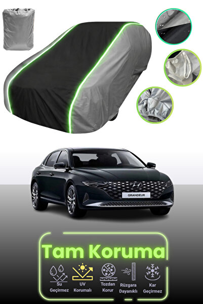 Dokaca Neo غطاء حماية للسيارة باللون الرمادي والأسود والرمادي النيون قماش مجدّل متوافق مع سيارة هيونداي جرانديور/أزيرا 6