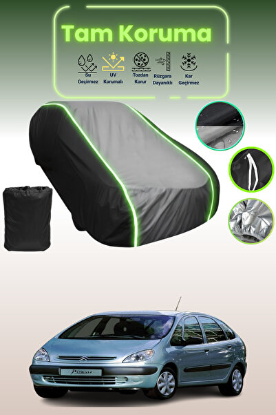 Dokaca Neo غطاء حماية متوافق مع سيارة سيتروين كسارا بيكاسو 1999 - 2004 باللون الأسود_الرمادي_الأسود النيون قماش مجدّل