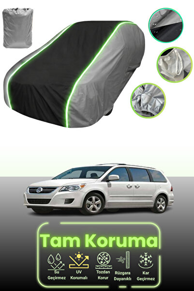 Dokaca Neo غطاء حماية للسيارة باللون الرمادي والأسود والرمادي النيون قماش مجدّل متوافق مع فولكس فاجن روتان 2008 - 2013