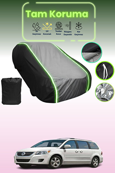 Dokaca Neo غطاء حماية متوافق مع سيارة فولكس فاجن روتان قماش مجدّل 2008 - 2013 باللون الأسود_الرمادي_الأسود النيون