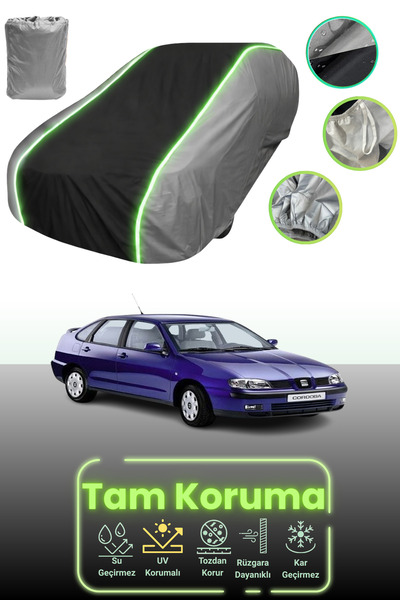 Dokaca Neo غطاء حماية للسيارة باللون الرمادي والأسود والرمادي النيون قماش مجدّل متوافق مع سيارة كوردوبا 1