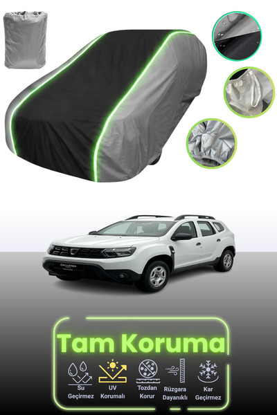 Dokaca Neo غطاء حماية للسيارة باللون الرمادي والأسود والرمادي النيون قماش مجدّل متوافق مع داسيا داستر 2017 - 2021