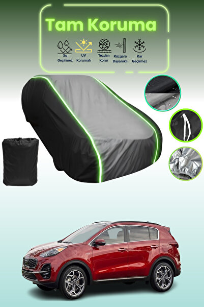 Dokaca Neo غطاء حماية متوافق مع سيارة كيا سبورتاج 2018 - 2021 باللون الأسود_الرمادي_الأسود النيون قماش مجدّل