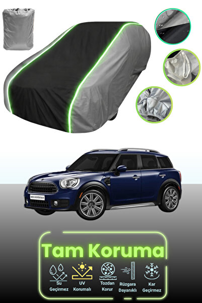 Dokaca Neo غطاء حماية للسيارة باللون الرمادي والأسود والرمادي النيون قماش مجدّل ميني كوبر كانتريمان