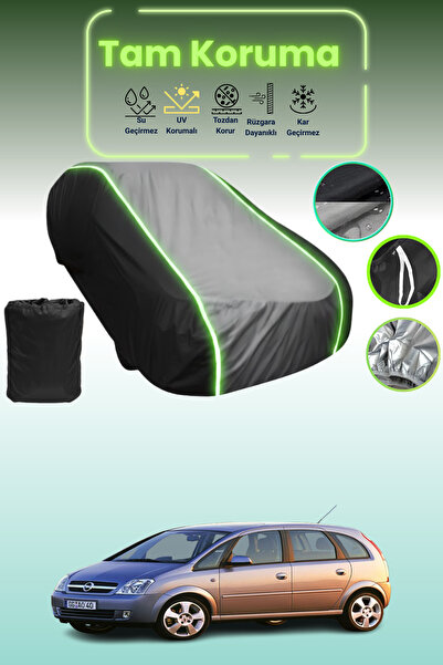 Dokaca Neo غطاء حماية متوافق مع سيارة أوبل ميريفا 2003 - 2005 باللون الأسود_الرمادي_الأسود النيون قماش مجدّل