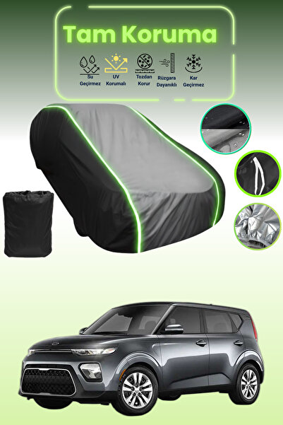 Dokaca Neo غطاء حماية متوافق مع سيارة كيا سول قماش مجدّل باللون الأسود_الرماد...