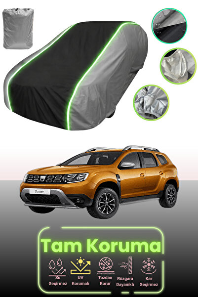 Dokaca Neo غطاء حماية للسيارة باللون الرمادي والأسود والرمادي النيون قماش مجدّل متوافق مع سيارة رينو داستر