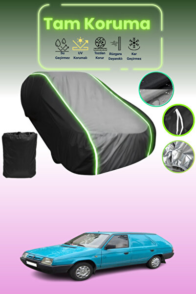 Dokaca Neo غطاء حماية متوافق مع سيارة سكودا فيفوريت فورمان قماش مجدّل باللون الأسود_الرمادي_الأسود النيون