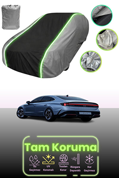 Dokaca Neo غطاء حماية للسيارة باللون الرمادي والأسود والرمادي النيون قماش مجدّل متوافق مع سيارة هيونداي سوناتا 8