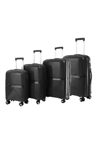 POGAGO 4 Piece PP Luggage Set 32/28/24/20 Inch – Lightweight Unbreakable Suitcase Set with Security Zip