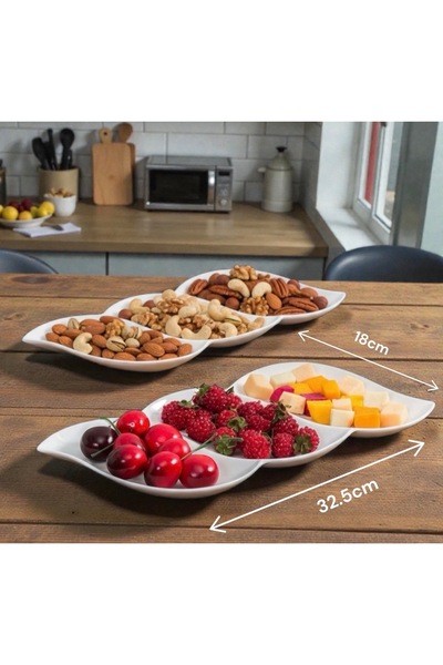 cc bin shihon 3-compartment appetizer plate made of microwave-safe melamine, dishwasher safe, set of 2 pieces