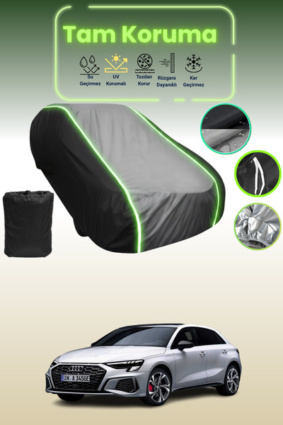 Dokaca Neo غطاء حماية متوافق مع سيارة أودي A3 سبورت باك قماش مجدّل باللون الأسود_الرمادي_الأسود النيون