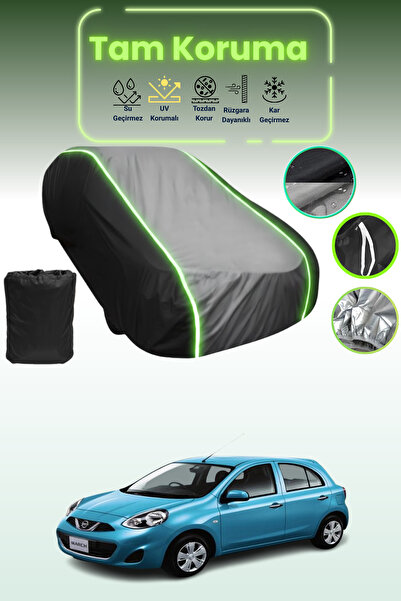 Dokaca Neo غطاء حماية متوافق مع سيارة نيسان مارش قماش مجدّل باللون الأسود_الر...