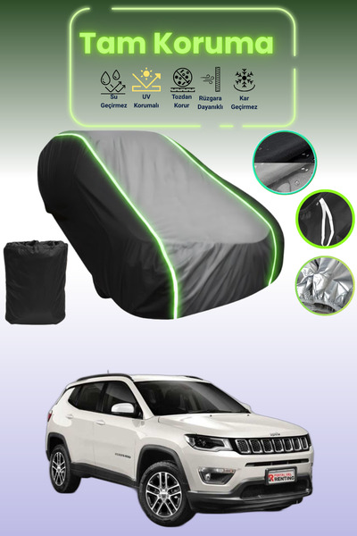 Dokaca Neo غطاء حماية متوافق مع سيارة جيب كومباس قماش مجدّل باللون الأسود_الرمادي_الأسود النيون