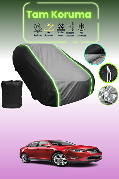 Dokaca Neo غطاء حماية متوافق مع سيارة فورد توروس شو قماش مجدّل من 2012 إلى 2021 باللون الأسود_الرمادي_الأسود النيون